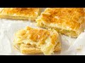 cheese and potato puff pastry. delicious appetizer or nourishing breakfast. asmr