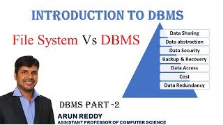 DBMS PART 2 - INTRODUCTION TO DBMS | FILE SYSTEM VS DBMS | DIFFERENCE BETWEEN FILE SYSTEM & DBMS |