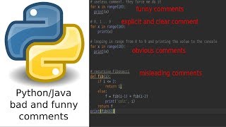 Python/Java bad and good code comments examples