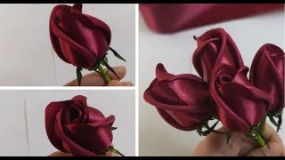 How to make easy rosebud satin ribbon | DIY