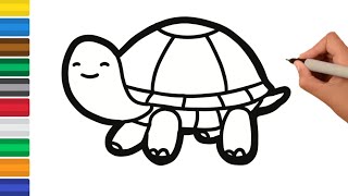 Drawing A Tortoise | How to draw Tortoise | Draw Tortoise step by step | Tortoise Drawing Easy kids