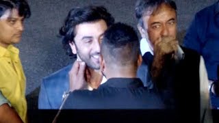 Sanjay Dutt PULLS Ranbir Kapoor's CHEEKS as they meet at Bhoomi Trailer Launch