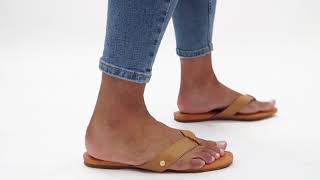 | Shuperb™ UGG TUOLUMNE Ladies Leather Flip Flops Almond