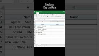 Tips Excel Cara Merapikan Data #shorts