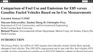 Comparison of Fuel Use and Emissions for E85 versus Gasoline Fueled Vehicles Based on In Use Measure