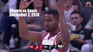 Portland Trail Blazers vs San Antonio Spurs - Full Game Highlights - December 2, 2018
