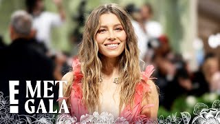 Jessica Biel Looks Pretty in HOT Pink With Dramatic Floral Gown | 2024 Met Gala