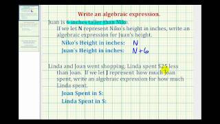 Ex 1: Writing Basic Algebraic Expressions