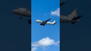 Frontier A320-200NEO landing at JFK International Airport.