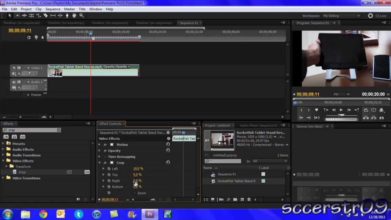 Adobe Premiere Pro CS5 Tutorial: Cropping A Video - YouTube