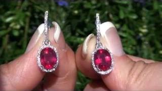 Estate 8.27 Carat Ruby \u0026 Diamond Earrings Solid 14k Gold - VS Clarity - Pigeon Blood Red Color