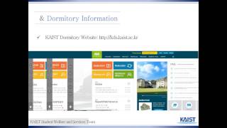 Information on KAIST dormitory (Student Welfare Services team)