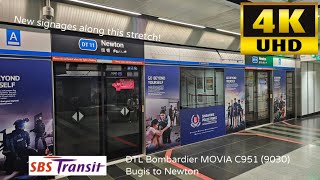 (New signage) SBST DTL Bombardier MOVIA C951 (9030) ride from Bugis to Newton