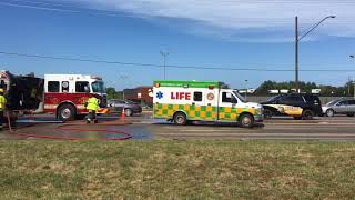 Firefighters free driver who is trapped in crashed pickup truck