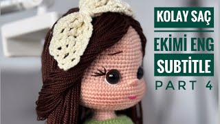 Amigurumi Helin bebek saç ekimi💚4/5 English Subtitle Helin doll hair, #amigurumi#amigurumitutorial