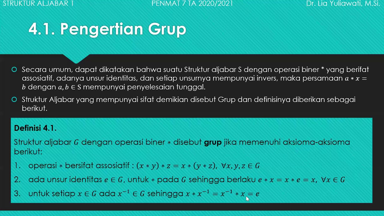 Struktur Aljabar: Pengertian Grup Dan Sifat-sifatnya - YouTube
