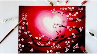 Love birds valentine's day painting || Step by Step Painting using Acrylic Colours