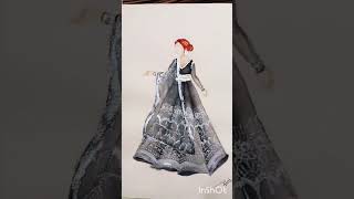 Fashion illustration ll Pinterest inspired painting #ytshorts #trending #pinterest #painting