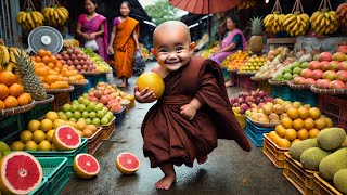 little monk thief orange 🥰🤩🥳 #cute #cartoon #baby #cutebaby #littlemonk #funny