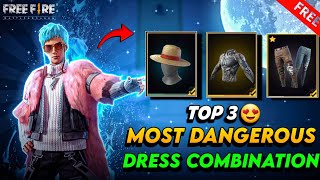 Top 3 Most Dangerous Dress combination in free | No   Top Up Most dangerous Combo 🤯 in free fire