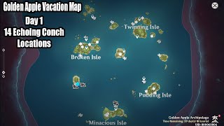 All 14 Echoing Conch Location Guide - The Golden Apple Vacation Returns Day 1