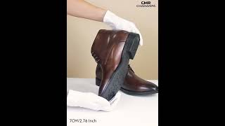 7 CM / 2.76 Inches - CMR CHAMARIPA Height Increasing Boots - Brown Leather Men's Business Boots