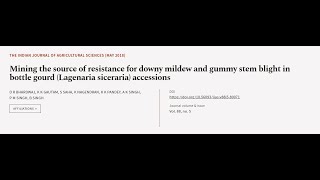 Mining the source of resistance for downy mildew and gummy stem blight in bottle gour... | RTCL.TV