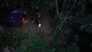 ASMR SOLO CAMPING COOKING IN THE WATERFALL.| RELAXING FOREST WITH NATURE | SILENT VLOG |