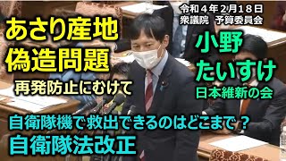 #とこチャン！【＃日本維新の会】＃小野たいすけ　20220218　衆議院　予算委員会