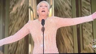 Oscars: 3/12/23 Angela Bassett wasn’t ￼ to Happy for Jamie Lee Curtis. No Clapping. ￼ Purple dress.