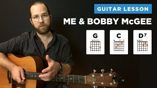 🎸 "Me and Bobby McGee" guitar lesson w/ chords (Kris Kristofferson / Janis Joplin)