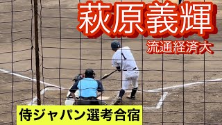 2023年ドラフト候補　流通経済大　萩原義輝　大学4年時　侍ジャパン選考合宿での打席とセカンドスロー