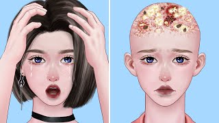 ASMR Remove Head Lice & Wart Infection Removal - Dirty Scalp Treatment Animation