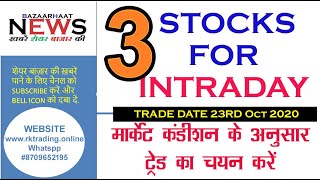 3 INTRADAY STOCKS FOR 23RD NOV 2020
