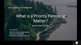 Family Law – What is a Priority Parenting Matter?