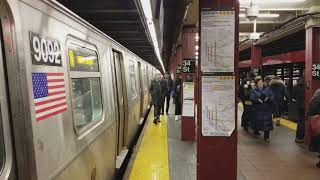 BMT Broadway: R160B Siemens 9092-9088 \u0026 9097-9093 on N line departing 34 St-Herald Square (12/9/17)