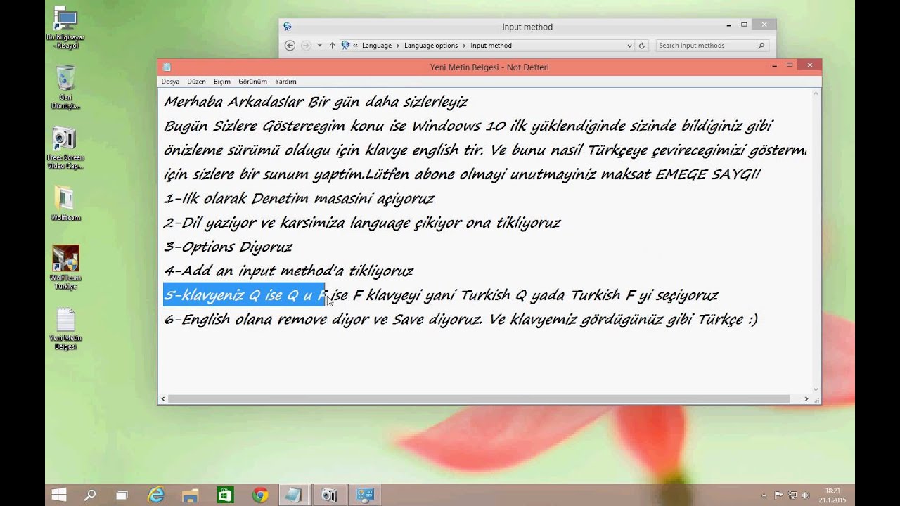 Win 10 Klavye Dili Ayarı - YouTube