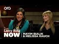 Mayim Bialik and Melissa Rauch of The Big Bang Theory on 