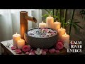 Peaceful Zen Coastal Serenity Bamboo Fountain and Candle Glow for Healing Relaxation and Deep Sleep