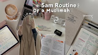 5AM ROUTINE OF A MUSLIMAH🌱 | tahajjud, studies, Islamic books, my peaceful routine☁️