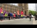 British steelworkers protest in Westminster