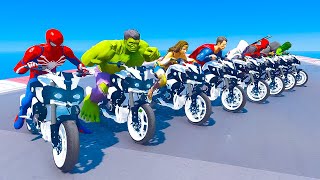 🔴SPIDERMAN, SUPERHEOS, DEALPOOL, VENOM, BATMAN - Epic New Stunt Race For Motorcycle Race Challenge17