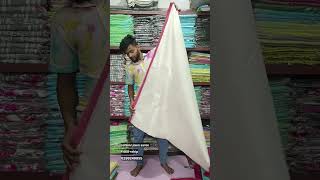 white saree red border Linen saree