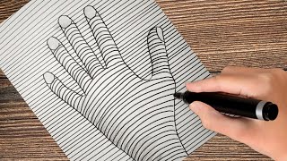 How To Draw A 3d Hand ! Trick Art Optical illusion ! 3d Hand Drawing Step By Step ! Hand Drawing