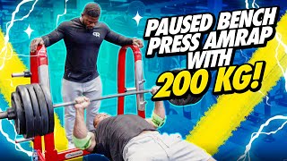 PAUSED BENCH AMRAP WITH 200kg/440lbs