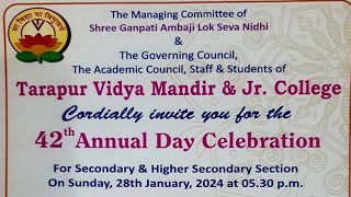 TARAPUR VIDYA MANDIR \u0026 Jr. COLLEGE | 42nd ANNUAL DAY | 28.01.2024 | Day 2