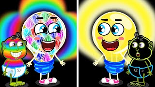Lion Family 🍒 Talking Colorful Light Bulb vs Baby Orc | Cartoon for Kids