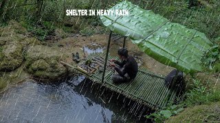 2 DAYS SOLO SURVIVAL: (NO FOOD, NO WATER) HEAVY RAIN, Survival Shelter on Water, Catch and Cook
