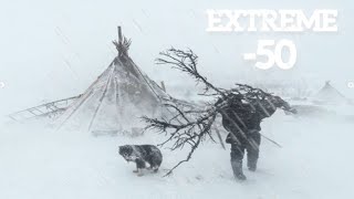 EXTREME 冬の立ち往生！キャンプ 大雪 -50° ソロキャンプ4日間｜吹雪＆HOTテント