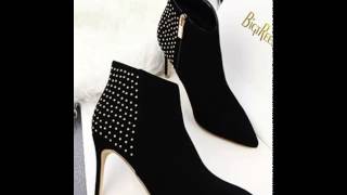 Rivet pointed stiletto high heels and boots.avi